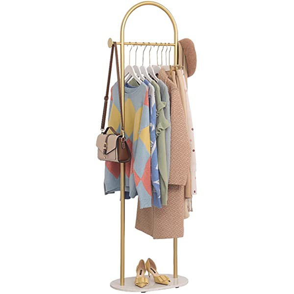 MEYTNA Modern and Simple Coat Racks Shaped Like n, Marble Base Metal Bracket, for Entryway Hallway Office or BedroomHome Coat Hanger Stand, Coat Hanger Hat Hanger, Scarf Hanger, Jacket Hanger Golden