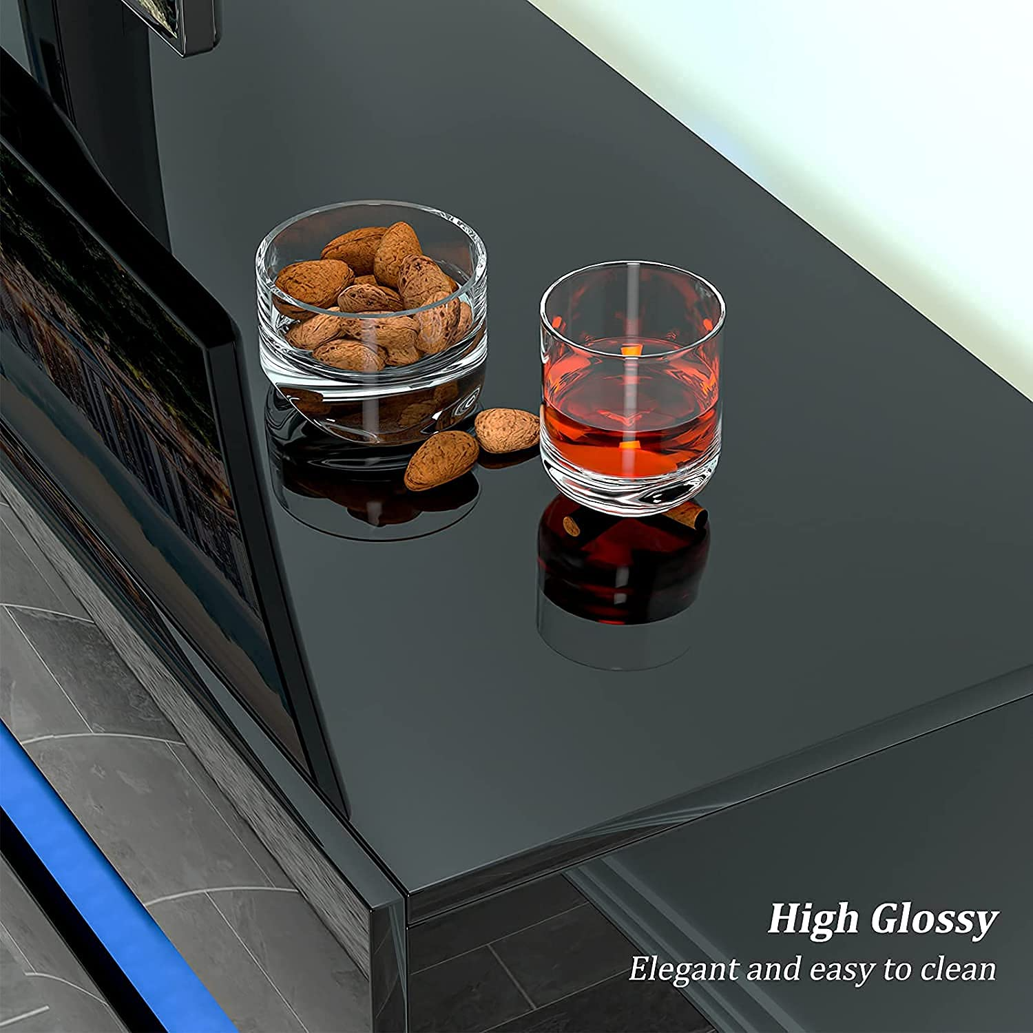 【Furniture】Floating TV Stand for TVs Up to 85 inch, 70 inch Wall Mounted Haning TV Stand with LED Lights