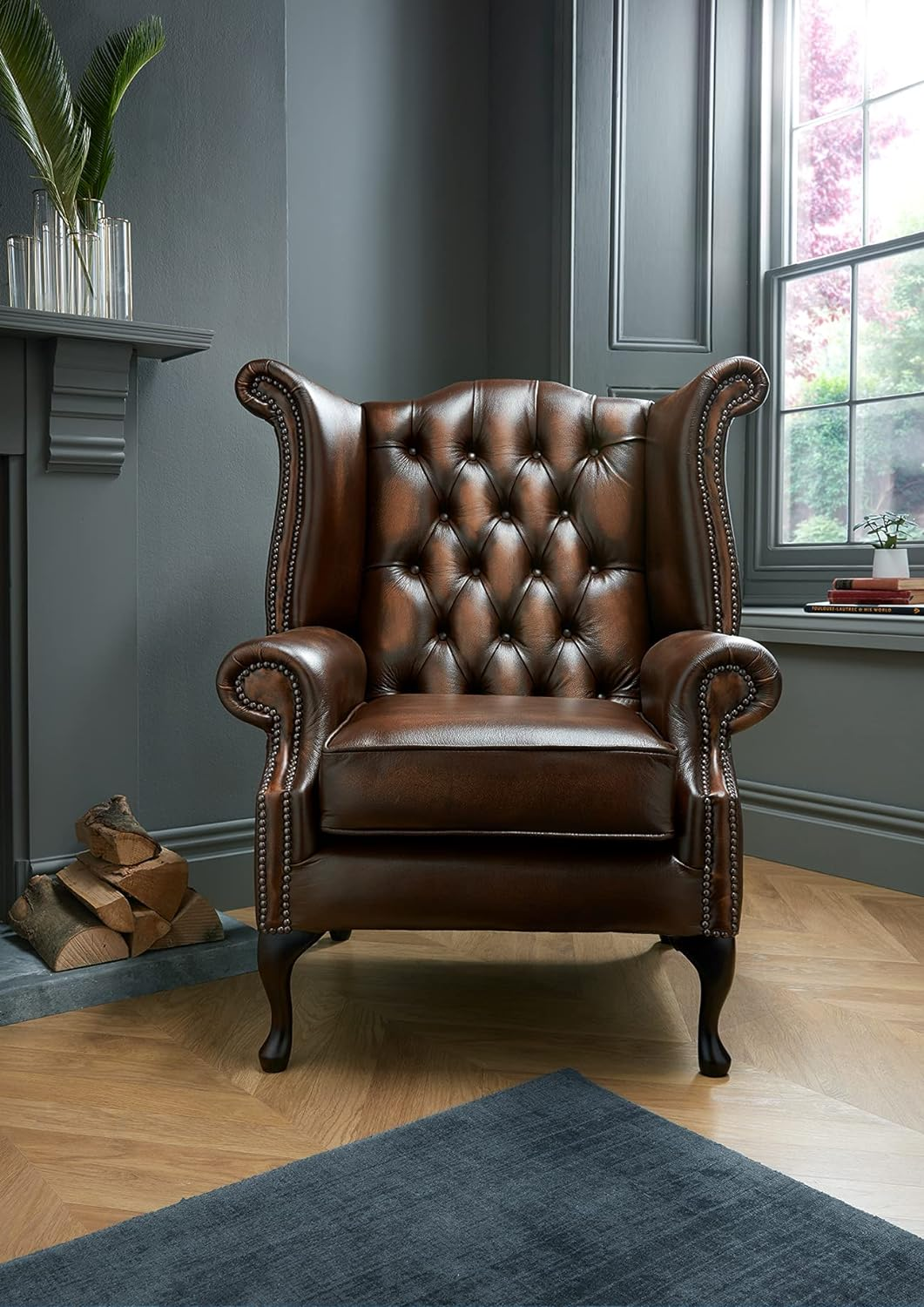 Chesterfield wingback armchairs