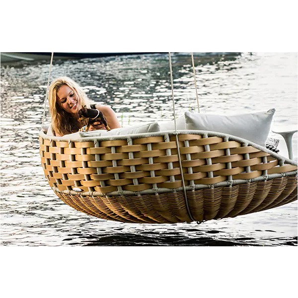 【Furniture】Outdoor rattan hammock round swing rattan chair bird's nest cradle