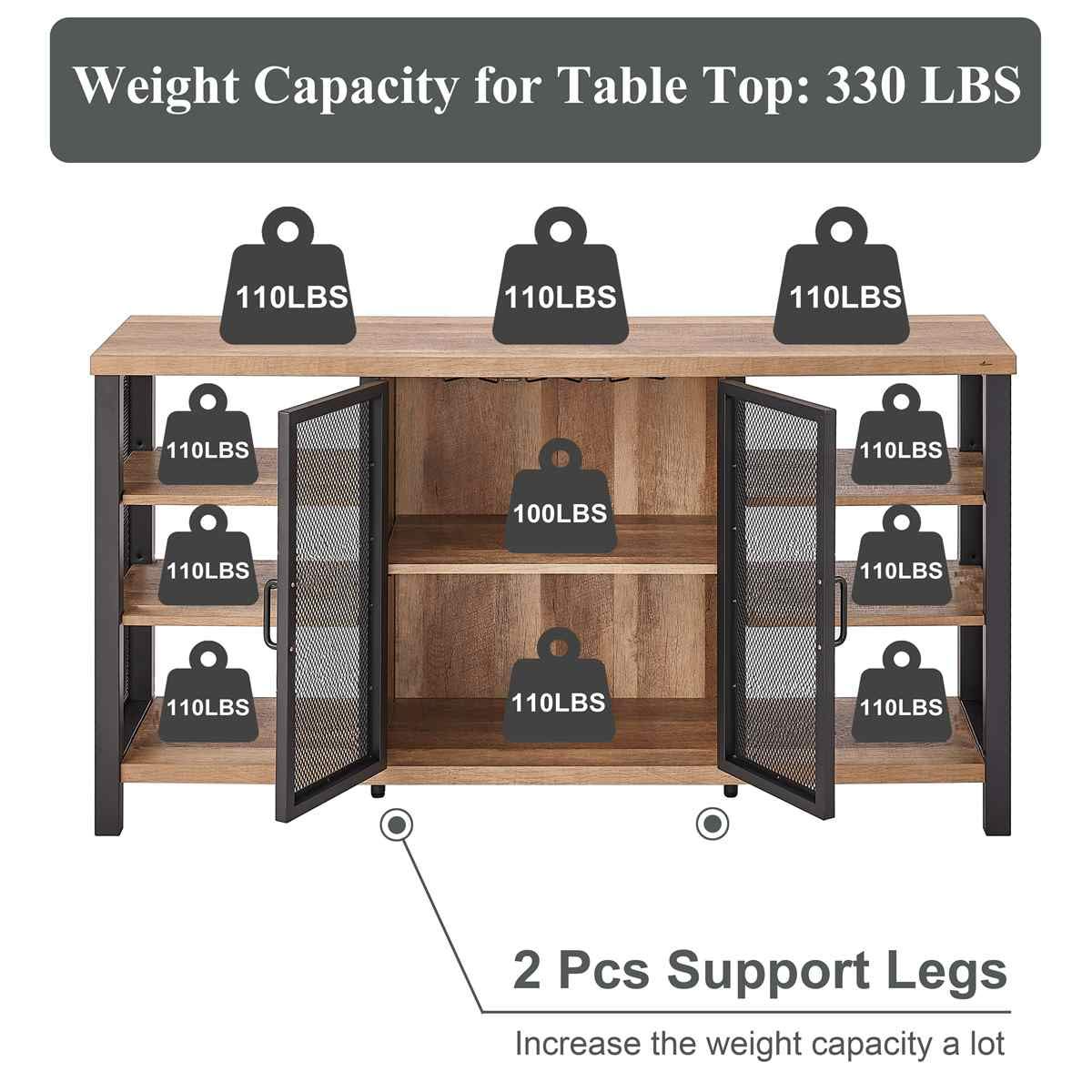 【Furniture】Industrial Wine Bar Cabinet for Liquor & Glasses, Farmhouse Wood Coffee Bar Cabinet with Wine Rack