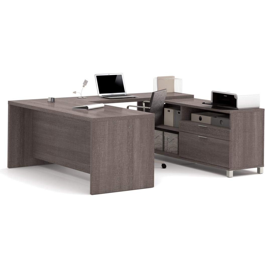 【Furniture】Bestar Pro-Linea U-Desk, Bark Grey