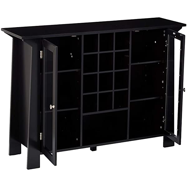 Kings Brand Furniture Matanuska Wood Buffet Bar Cabinet with Wine Storage, Black