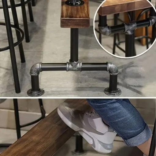 【Furniture】【BS】Clearance Sale-Retro Rectangular Bar Table Natural Industrial Pub Table Chairs Set