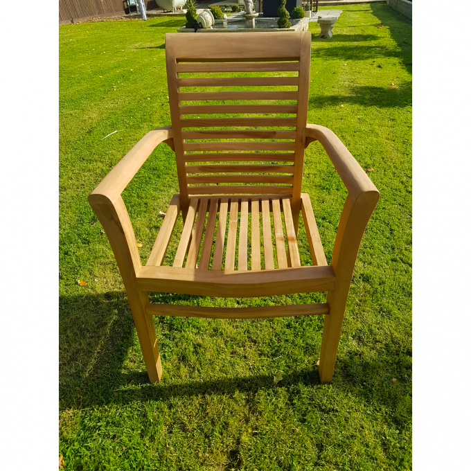 Teak extending table with 8 stacking chairs