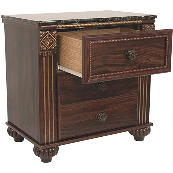 Signature Design by Ashley Leahlyn Traditional 2 Drawer Nightstand, Warm Brown, 25