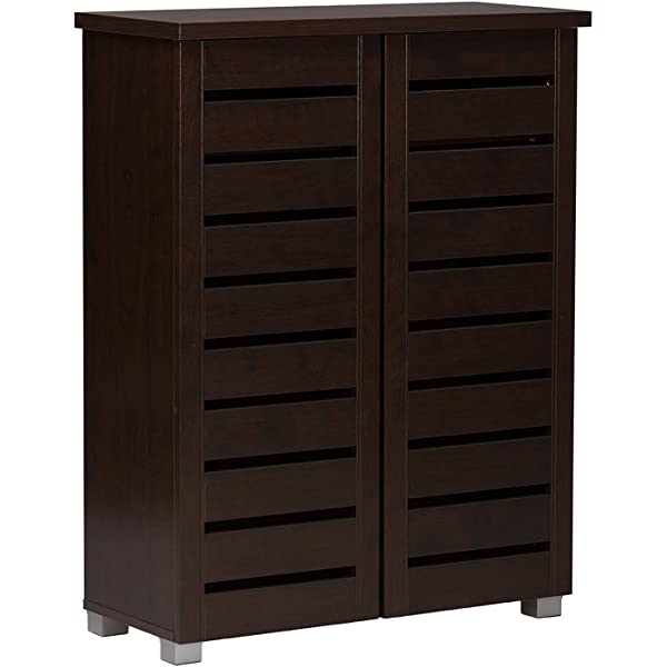 Wholesale Interiors Baxton Studio Adalwin Modern and Contemporary 2-Door Dark Brown Wooden Entryway Shoes Storage Cabinet