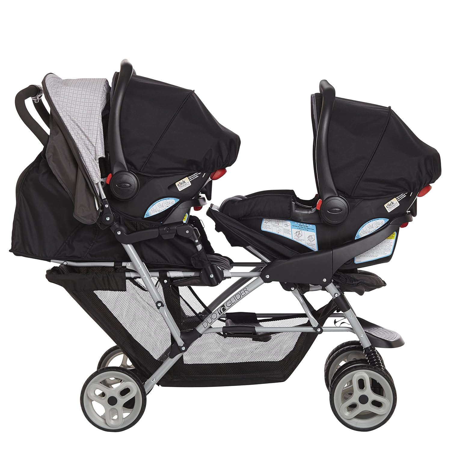 Graco DuoGlider Double Stroller | Lightweight Double Stroller with Tandem Seating, Glacier & SnugRide 35 Lite LX Infant Car Seat, Studio