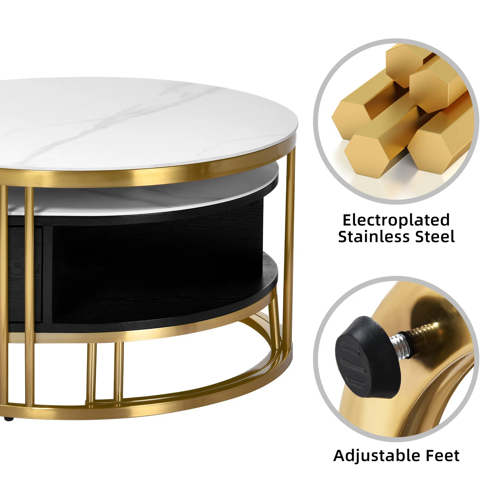 【Furniture】Dessa Sled/Frame 2 Nesting Coffee Tables with Storage