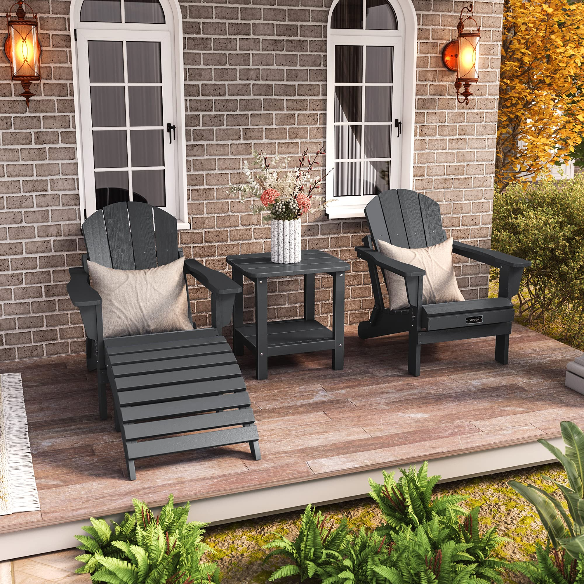 【Home&Garden】Folding Adirondack Chair Set of 4, Multi-Colour
