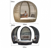 Outdoor Lying Bed Rattan Creative Birdcage Resort Hotel Open-air Sea View Room Multi-person Coffee Table Combination Leisure Rattan Bed