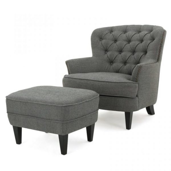 Heywood 32.5” Wide Tufted Armchair and Ottoman