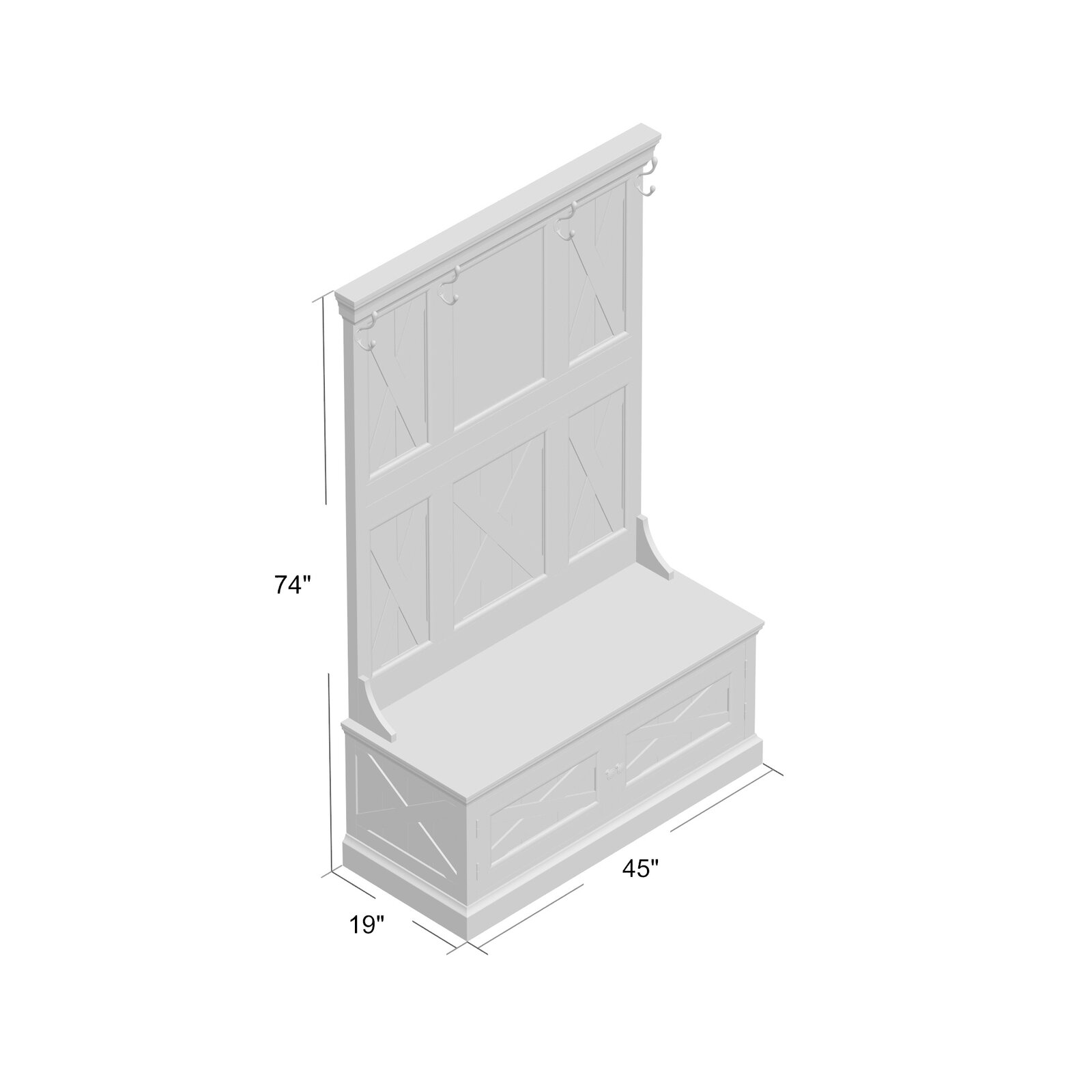 【Furniture】Lana 45'' Wide Mahogany Solid Wood Hall Tree with Bench