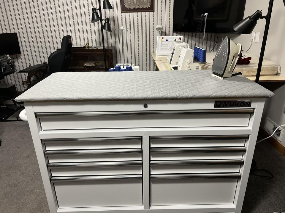 46 in. 9 Drawer Mobile Storage Cabinet with Solid Wood Top.