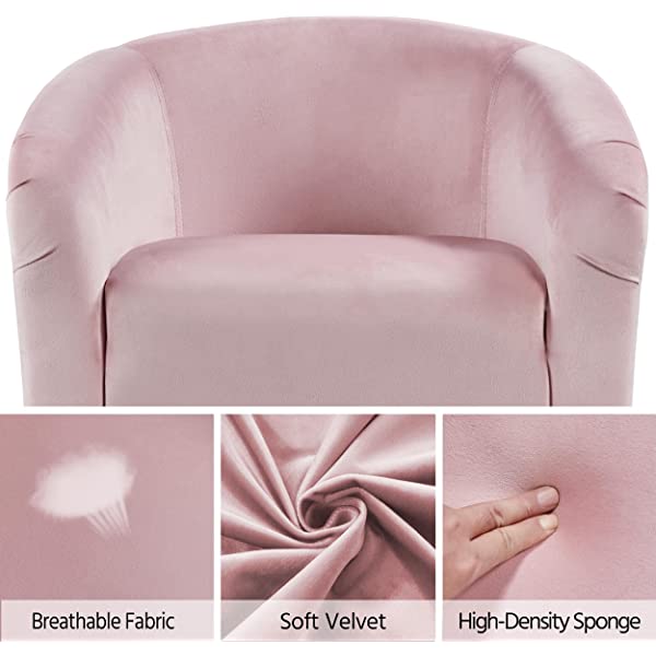 Yaheetech Set of 2 Modern Style Accent Barrel Chair Upholstered Chair Arm Chair Club Chair for Living Room Bedroom Reception Room Office Ivory