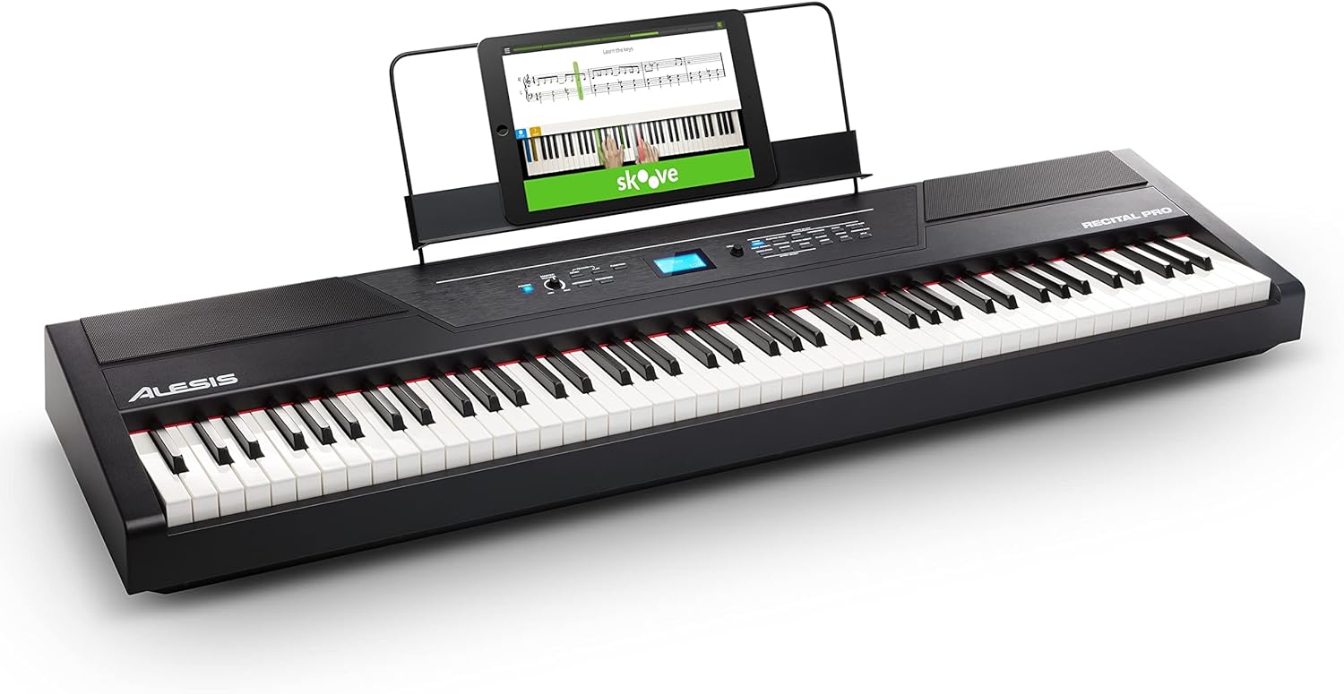 Alesis Recital Pro - Digital Piano Keyboard with 88 Weighted Hammer Action Keys, 12 Premium Voices and Built-In Speakers
