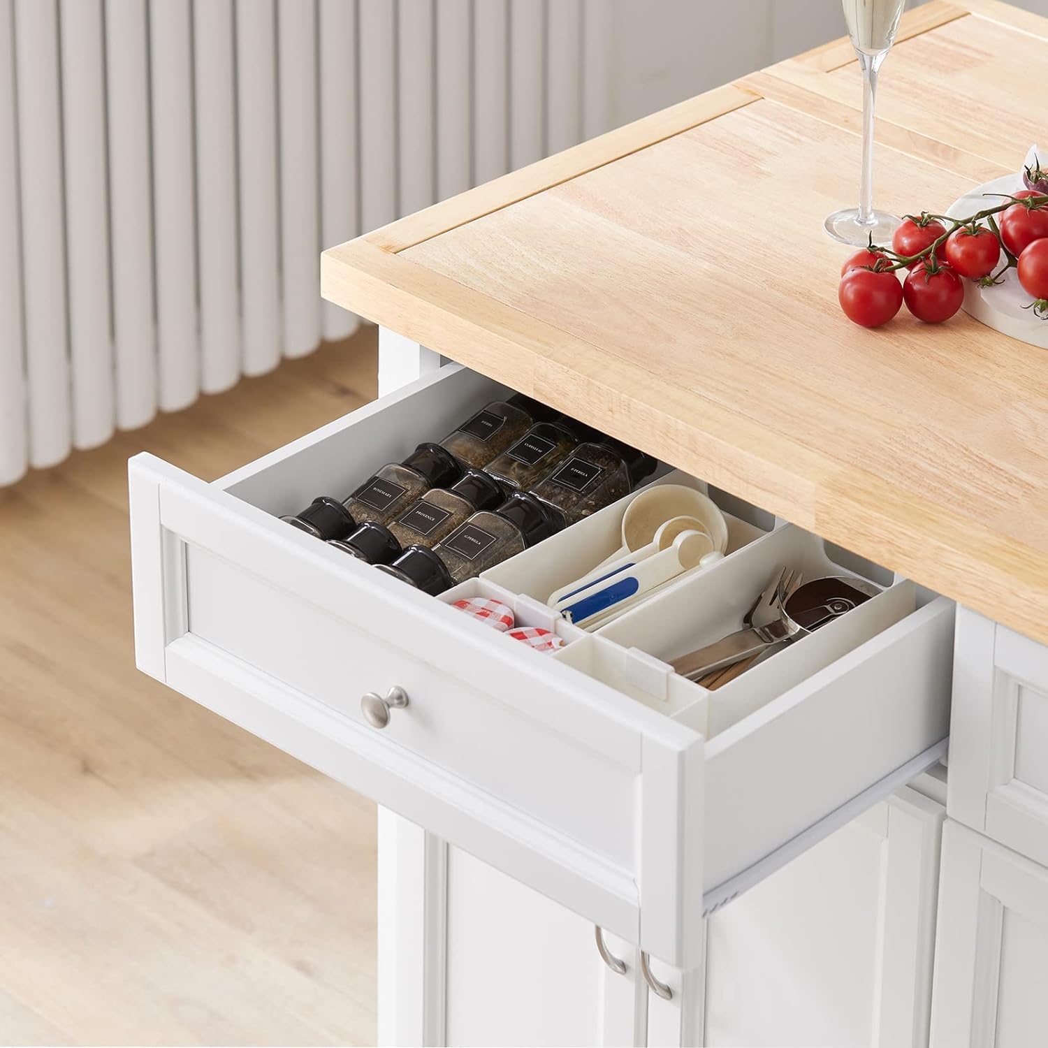 SoBuy FKW71-WN, Extendable Kitchen Storage Trolley Kitchen Cabinet Cupboard Sideboard Kitchen Island