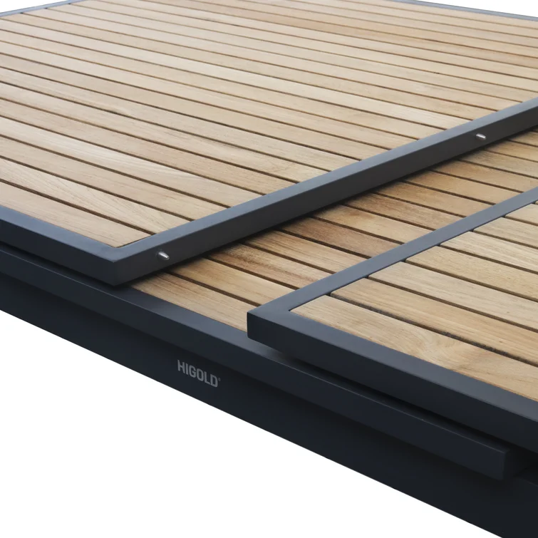 Heck Rectangular 8 - Person Outdoor Dining Set with Extension Teak Tabletop