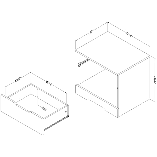 South Shore Trinity 1-Drawer Nightstand, Gray Oak with Cut-Out Handles