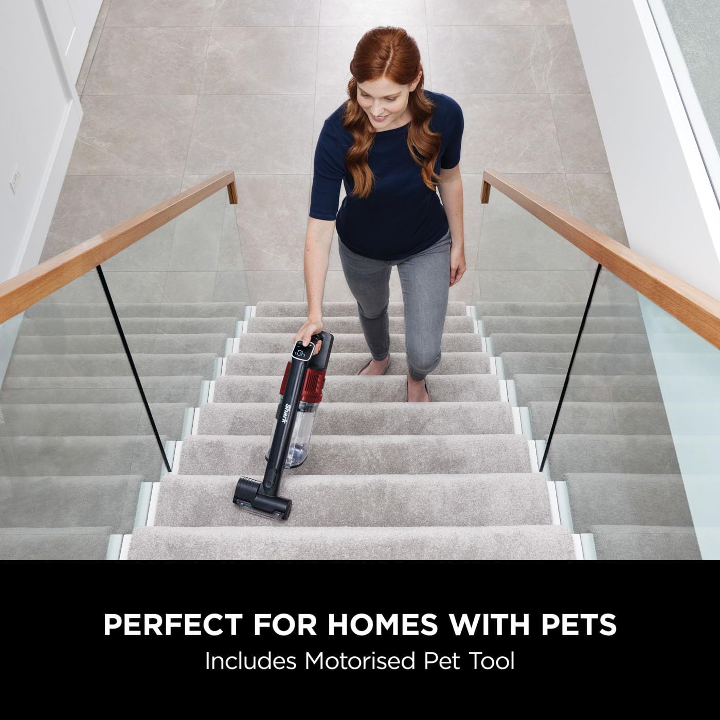 Shark Cordless Stick Vacuum Cleaner, Anti Hair Wrap, 60 Minute Run Time Battery, Flexible DuoClean Vacuum with Car Kit, Pet Tool, Multi-Surface & Crevice Tools, Black & Red, IZ300UKTSB