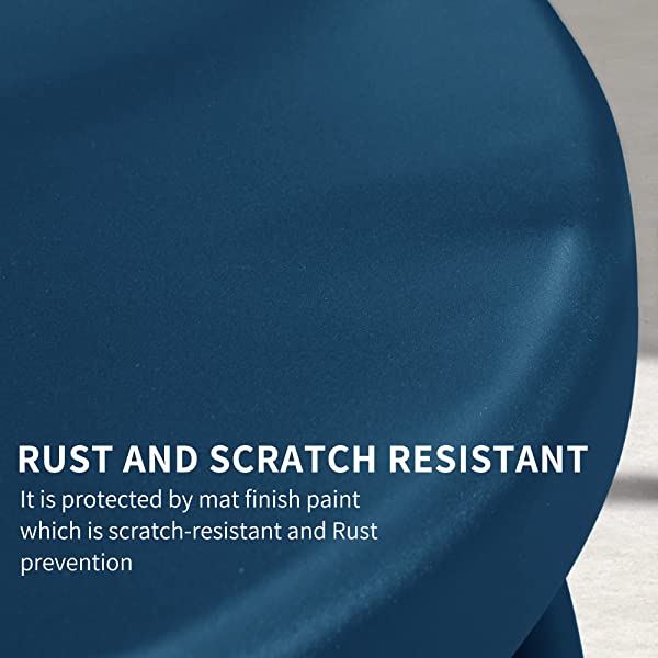 PURPLE LEAF Outdoor Patio Bistro Set, 3 Pieces Retro Porch Furniture Set 2 C-Spring Metal Outdoor Chairs and Round Side Table, Blue