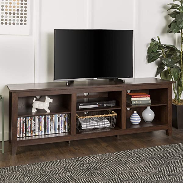 Walker Edison Wren Classic 4 Cubby TV Stand for TVs up to 65 Inches, 58 Inch, Black Black 58 InchTV Stand
