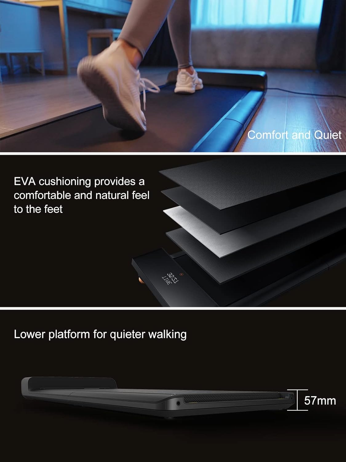 WalkingPad A1 Pro Folding Treadmill, 1.25HP 932W Under Desk Treadmill Quiet Motor 0.5-6km/h Walking Pad for Home Office
