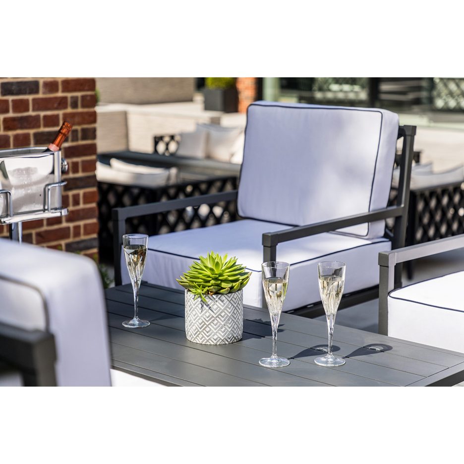 Garden furniture in aluminium, 4 pieces in Anthracite Grey – Knot Sofa Set