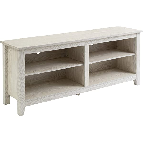 Walker Edison Wren Classic 4 Cubby TV Stand for TVs up to 65 Inches, 58 Inch, Black Black 58 InchTV Stand