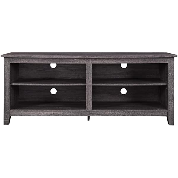 Walker Edison Wren Classic 4 Cubby TV Stand for TVs up to 65 Inches, 58 Inch, Black Black 58 InchTV Stand