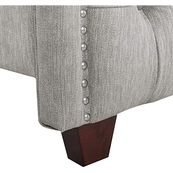 Jennifer Taylor Home Marcella Collection Queen Wingback Tufted Hand-Applied Nail Heads Upholstered Bed, Antique White Antique White Queen