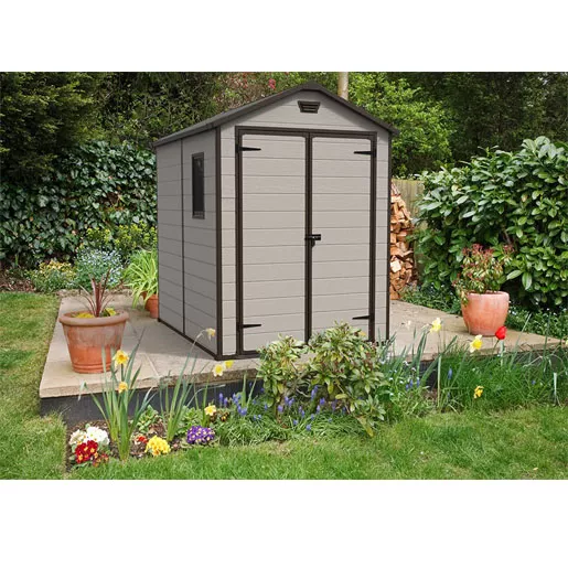 Keter Manor Outdoor Garden Storage Shed, Beige, 4 x8、6 x 8 ft