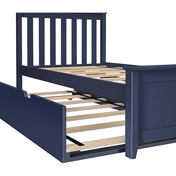 Max & Lily Twin Bed with Trundle, White White Bed with Trundle