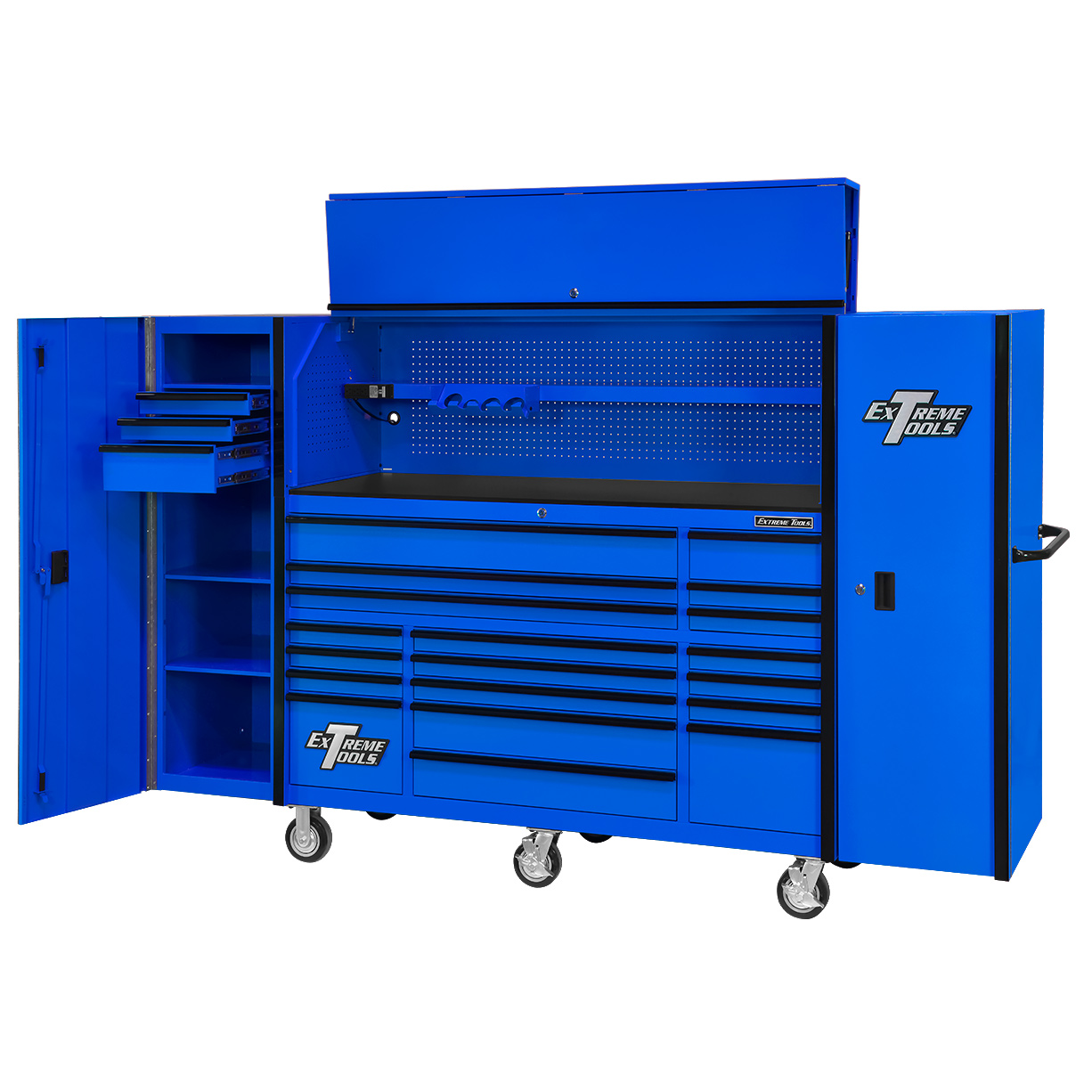 used toolboxExtreme Tools 72 x 25 19 Drawers Roller, Hutch & 2 Side Lockers Combo