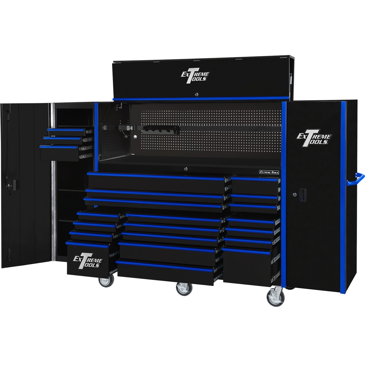 used toolboxExtreme Tools 72 x 25 19 Drawers Roller, Hutch & 2 Side Lockers Combo