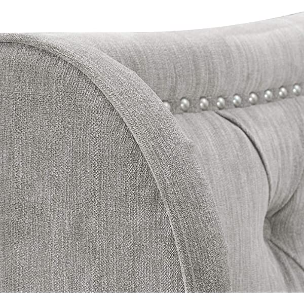 Jennifer Taylor Home Marcella Collection Queen Wingback Tufted Hand-Applied Nail Heads Upholstered Bed, Antique White Antique White Queen