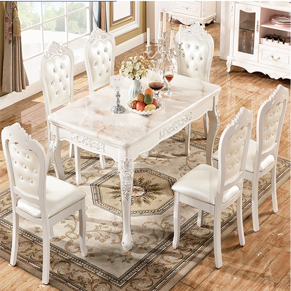 European style dining table and chair combination modern minimalist small apartment rectangular marble dining table household solid wood dining table