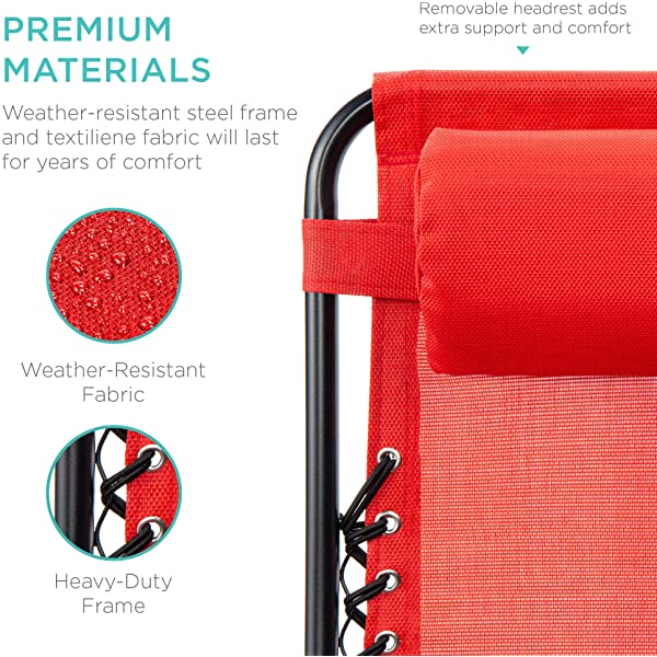 Best Choice Products Set of 2 Adjustable Steel Mesh Zero Gravity Lounge Chair Recliners w/Pillows and Cup Holder Trays - Burgundy