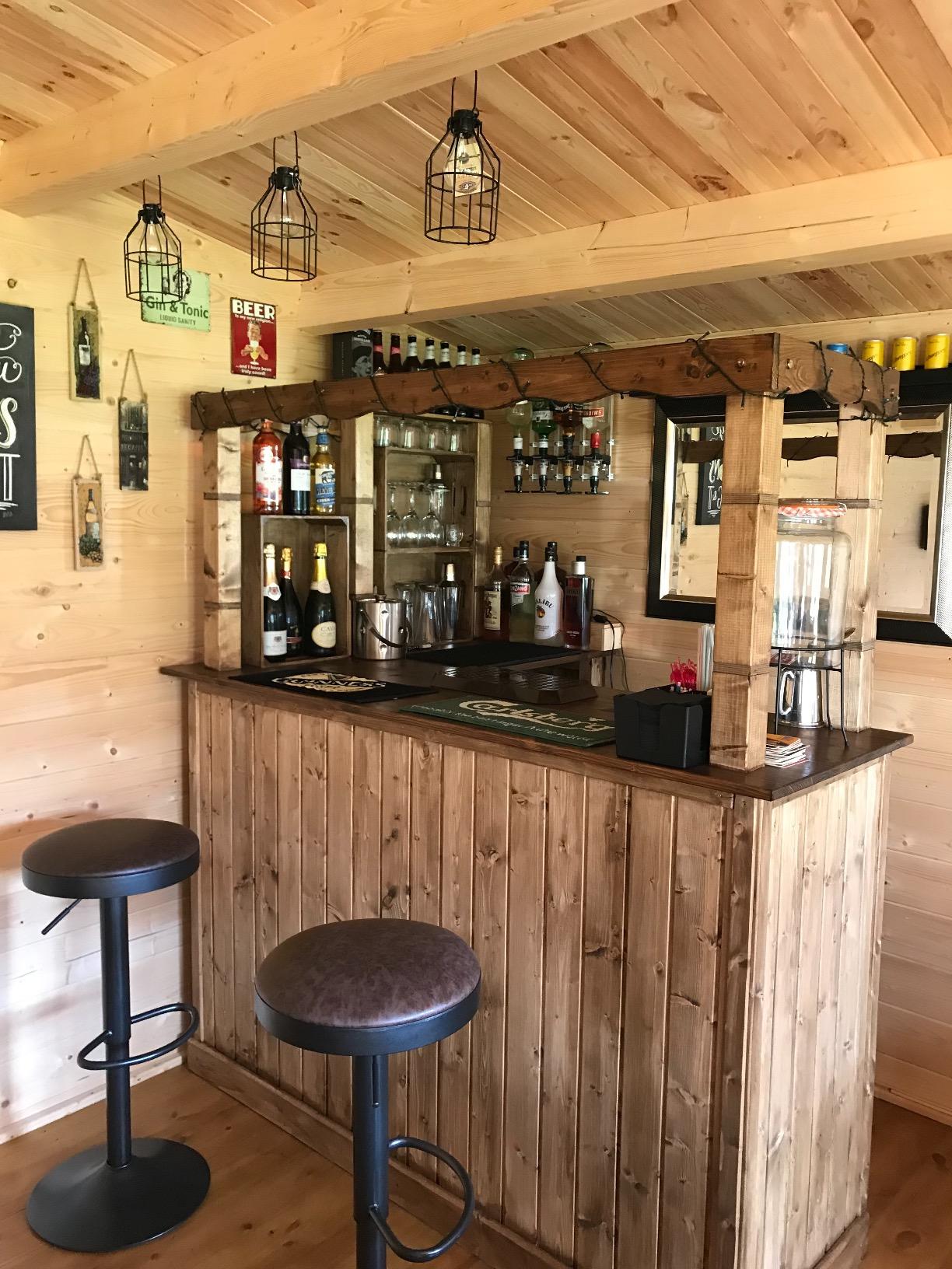 【Home&Garden】Corner Bar Counter Man Cave Home Bar Party Barware Wood Summer Cabin