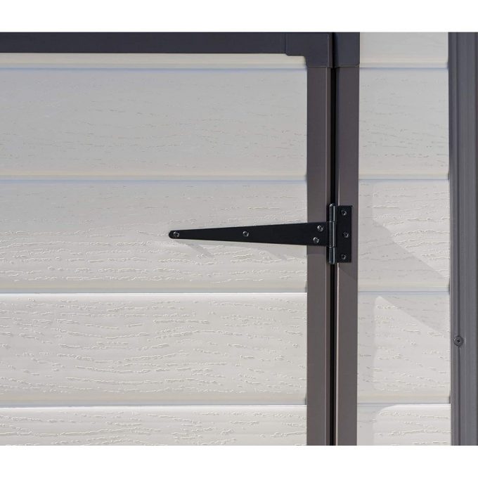 Keter Manor Outdoor Pent Single Door Garden Storage Shed 6 x 4ft Beige Brown Wood Effect Fade Free All Weather Resistant Safe And Secure Zero Maintenance 15 year Warranty