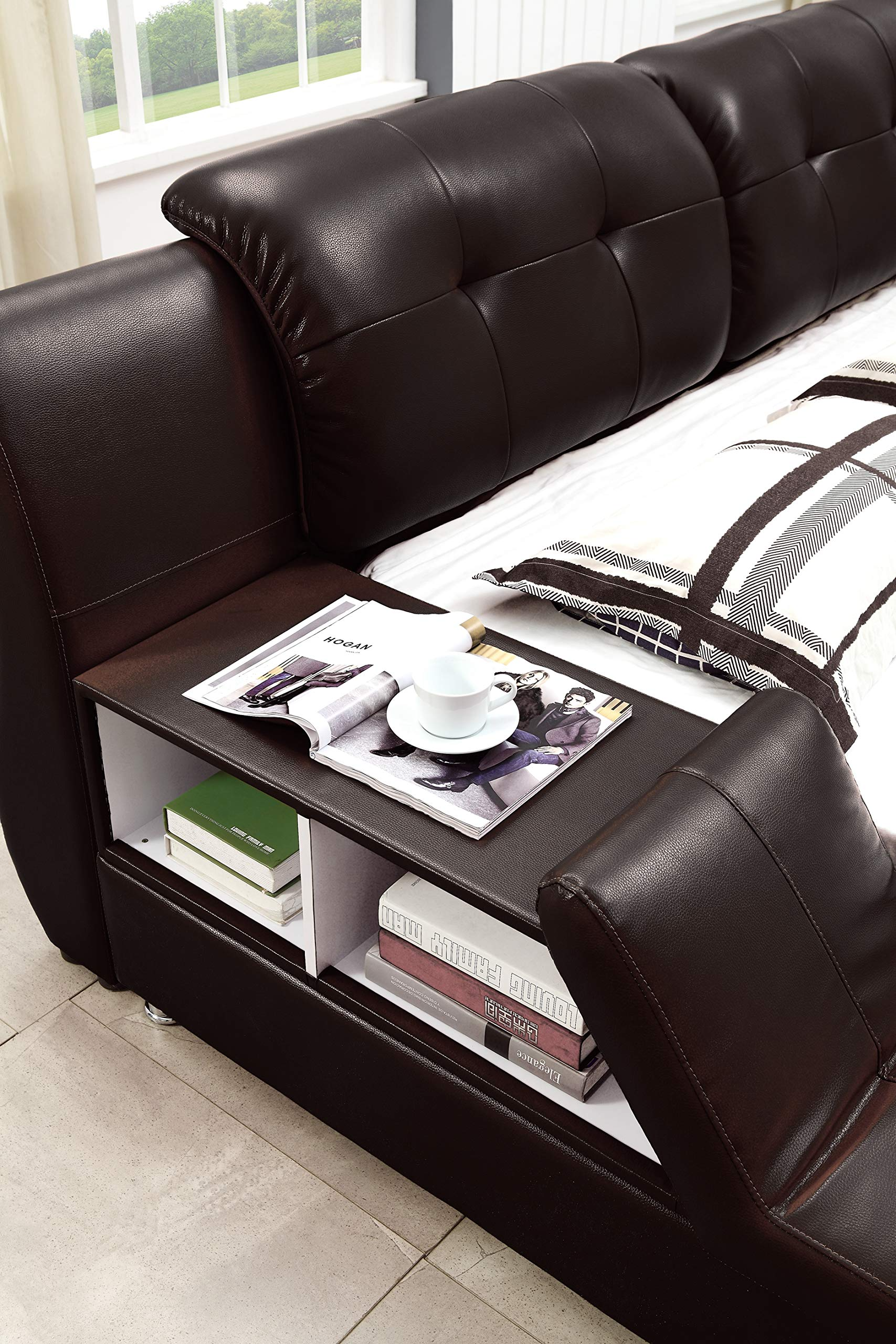 【Furniture】King Size Platform Bed, Luxury Bed Frame, Modern Upholstered Bed, No Box Spring Needed