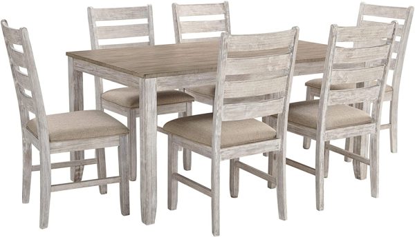 Ashley Rokane dining table set with 6 upholstered chairs